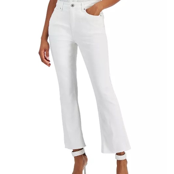 NEW! I.N.C. International Concepts White High-Rise Crop Flare Jeans SZ 4 - Picture 1 of 9